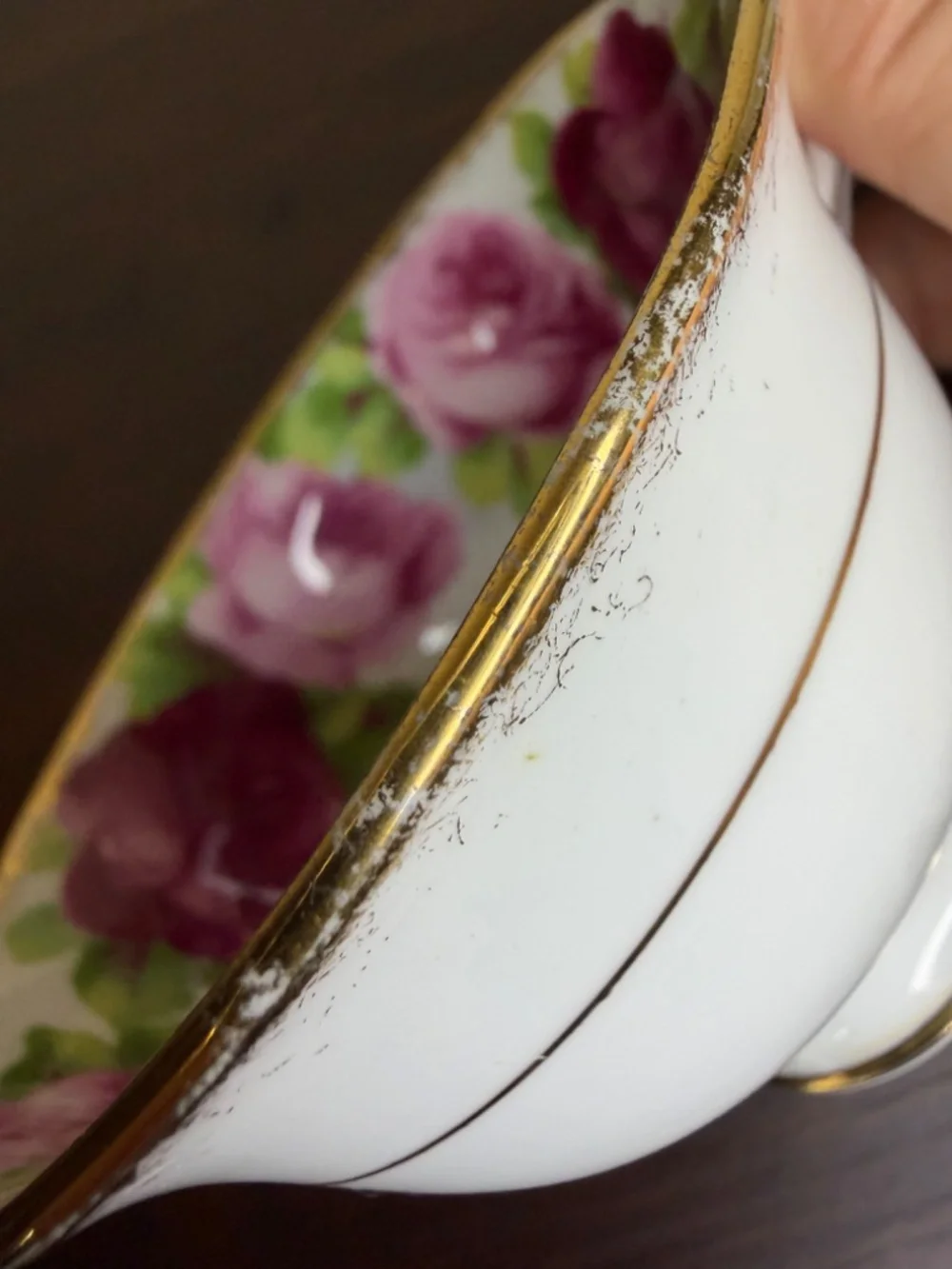 Vintage Royal Albert Old English Rose Bone China Teacup Saucer Set Gilt Gold Rim